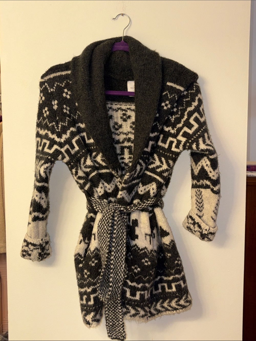 Neutral Ground Fair Isle Belted Cardigan